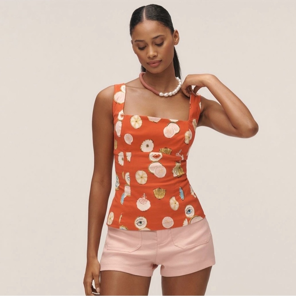 NWT Danielle Kroll x Anthro Maeve Square Neck Tailored Tank, Size S